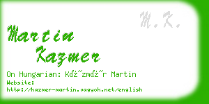 martin kazmer business card